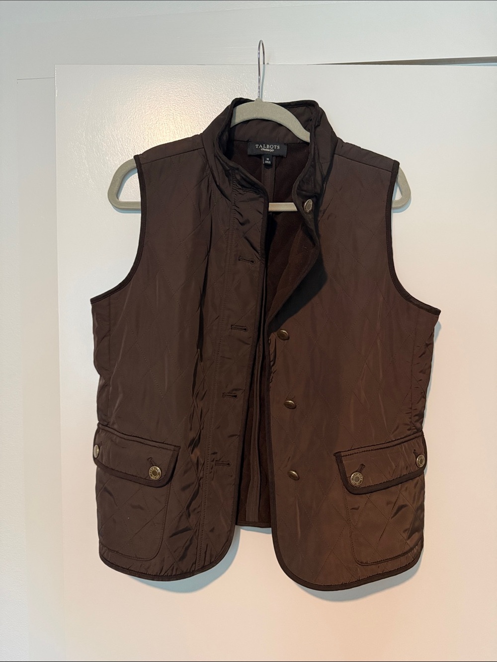 Talbots Quilted Brown Men's Vest with Snap Front